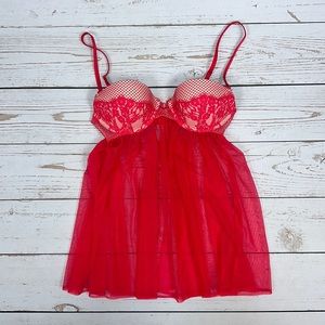 Victoria’s Secret Red Sheer Babydoll, Sz 34B